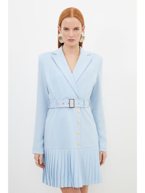 KAREN MILLEN Jersey And Georgette Mix Pleat Mini Dress