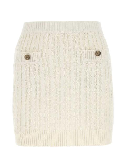 Ivory Cotton Blend Mini Skirt