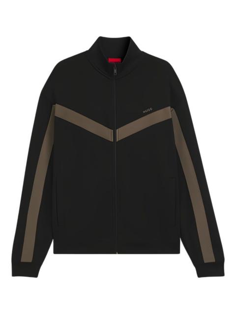 HUGO panelled zip-up sweater