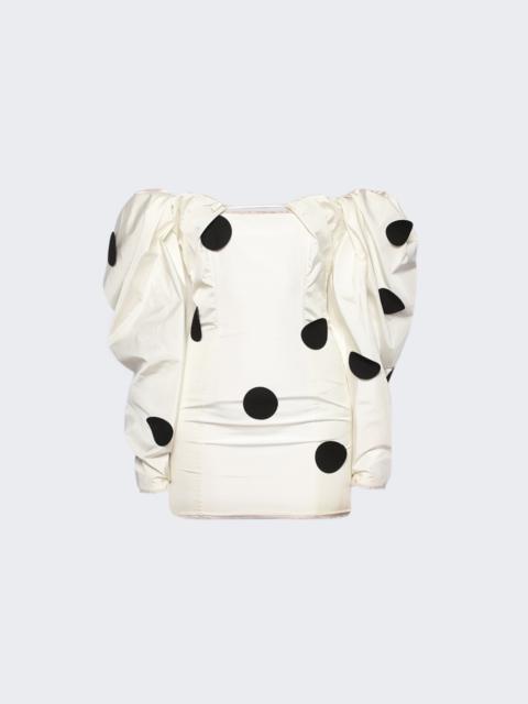 JACQUEMUS La Robe Taffeta Mini Dress Off White And Black Dots