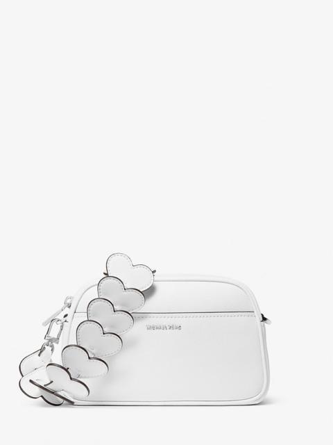 MICHAEL KORS Jet Set Small Leather and Heart Embellished Strap Camera Crossbody Bag