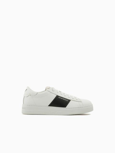 EMPORIO ARMANI Leather sneakers with logo detail