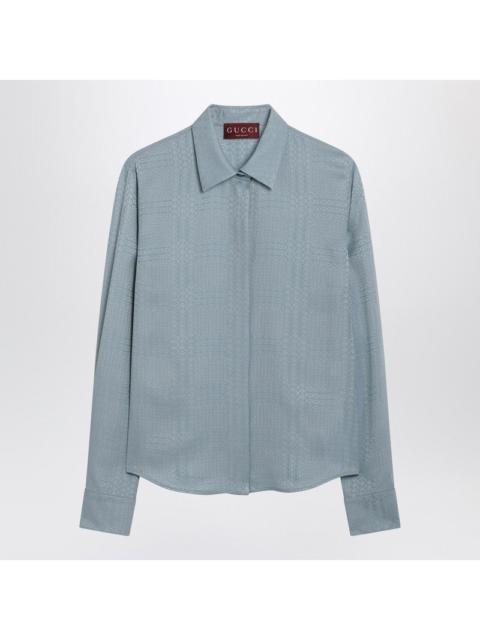 GUCCI Gucci Light Blue Gg Jacquard Silk Shirt Women