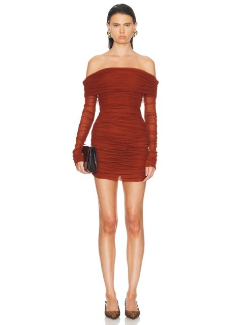 SAINT LAURENT Off Shoulder Tulle Dress