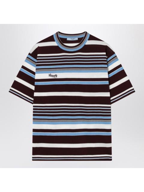 Prada Prada Amaranth And Light Blue Striped Cotton T-Shirt Women