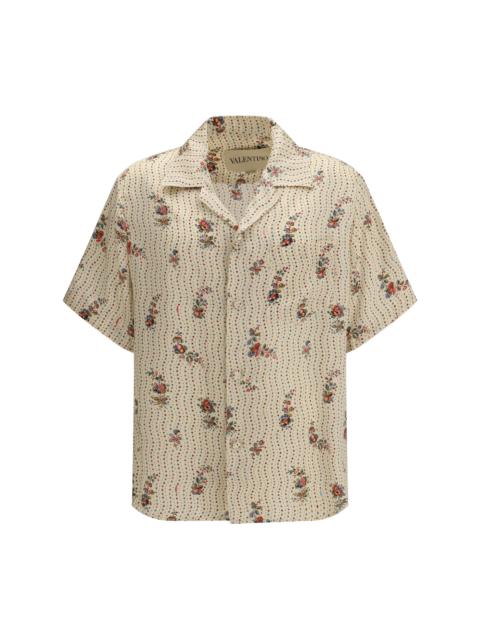 Valentino Valentino Papier Floral Print Silk Bowling Shirt