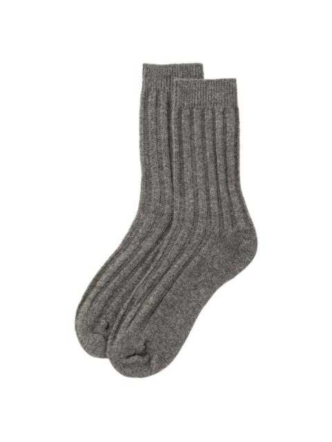 Johnstons of Elgin Men's Grey Cashmere Lounge Socks