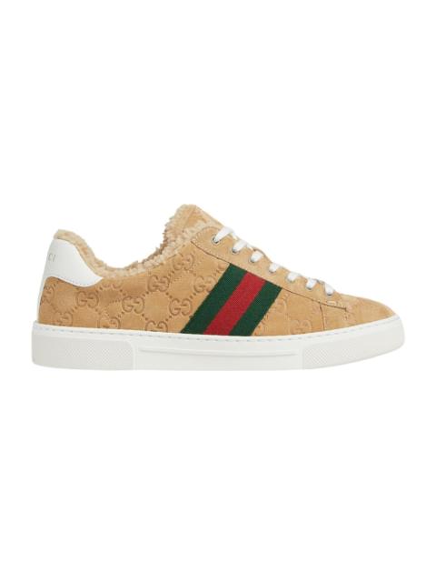 GUCCI Gucci Ace $1190 Women's Beige GG Suede Sneakers New (Women's