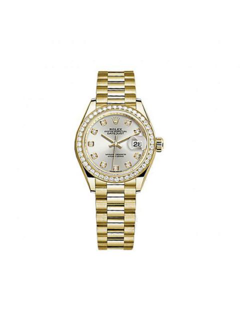 ROLEX Rolex Lady-Datejust Silver Diamond Dial Automatic 18 Carat Yellow Gold President Watch 279138SDP