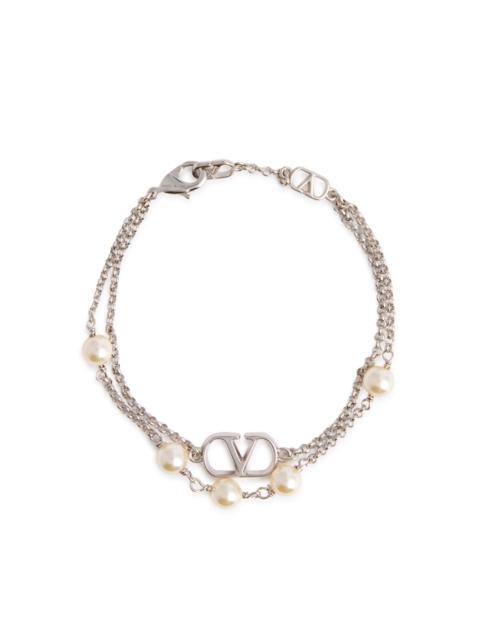 Valentino Valentino Garavani Vlogo Pearl-embellished Chain Bracelet