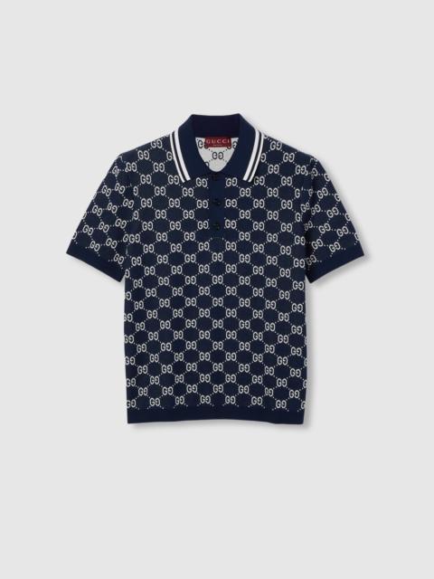 GUCCI GG cotton knit jacquard polo shirt