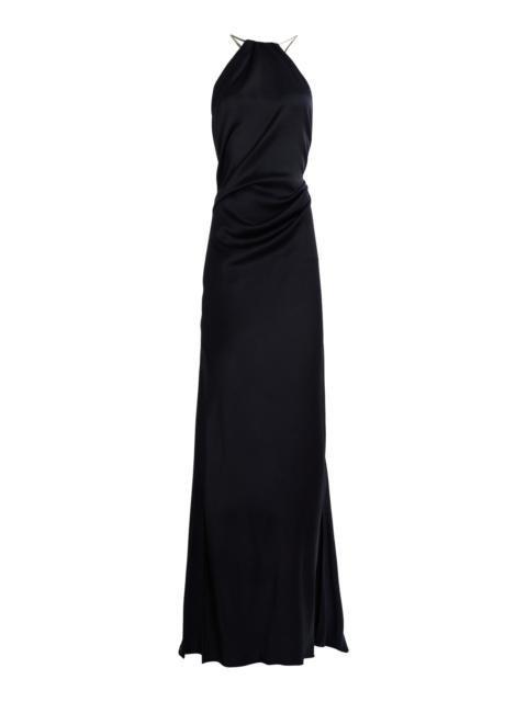 Victoria Beckham Chain Detail Halter Gown navy