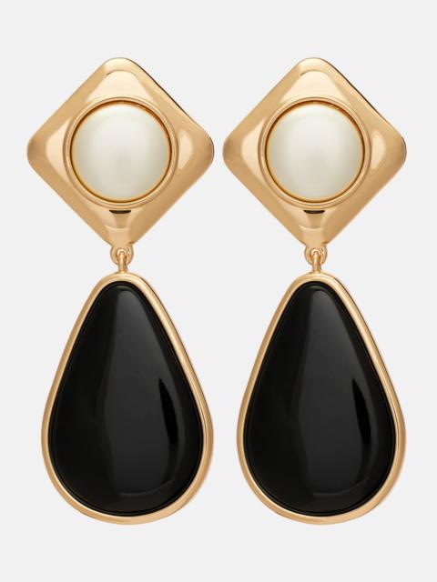 self-portrait Gold-plated drop earrings