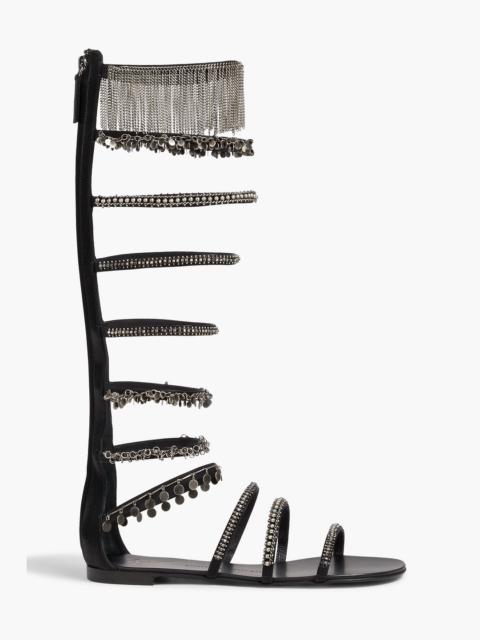 Giuseppe Zanotti Embellished fringed satin sandals