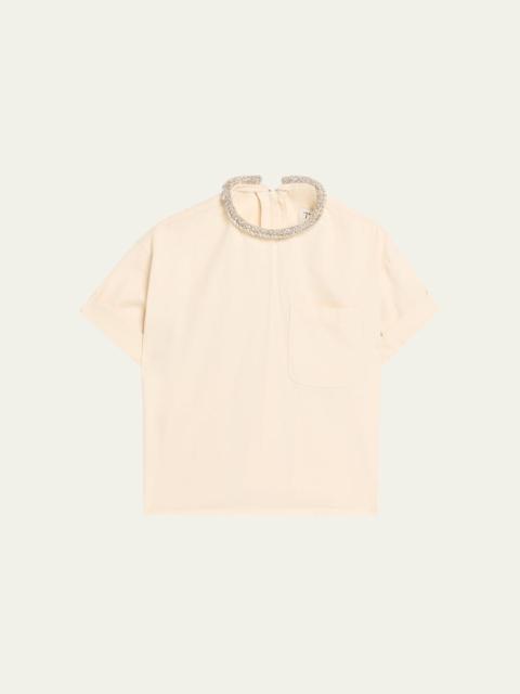 TWP Ex T Crop Top with Crystal Collar