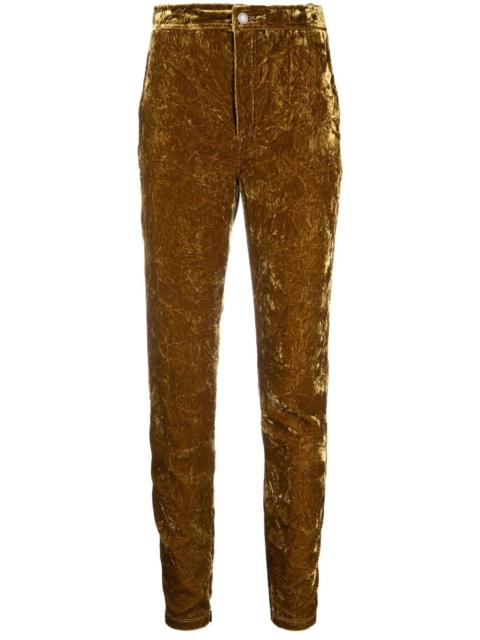 SAINT LAURENT velvet-effect slim-cut trousers