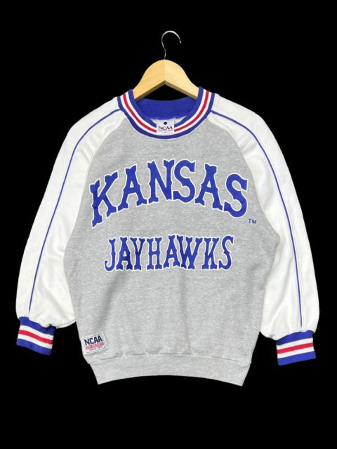 Other Designers Vintage - VTG 90s KANSAS JAYHAWKS NCAA CROPPED WITH RINGER SPELLOUT