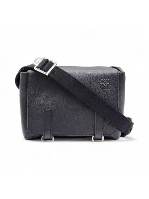 Loewe Loewe Military Messenger Crossbody Grained Calfskin Leather Bag Black - Mint