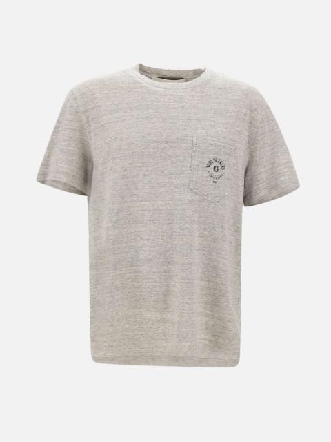 Golden Goose Grey Cotton T Shirt With Chest Pocket