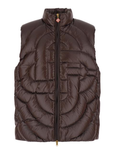 CASABLANCA Casablanca Men Brown Down Jacket With High Collar And Monogram Design In Tech Fabric Men