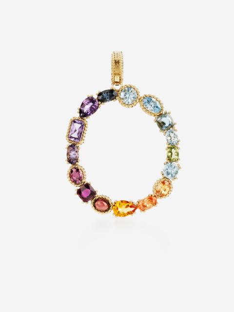 Dolce & Gabbana Letter O Charm 18-carat yellow gold and multicolored gems