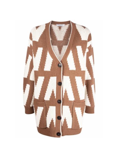 Valentino Valentino Garavani Logo-Intarsia Virgin Wool Cardigan