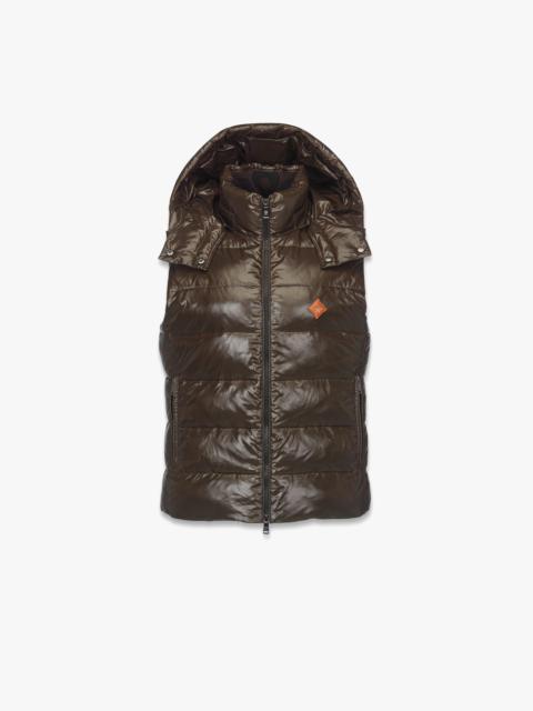 MCM Puffer Down Vest w/ Detachable Hood in Recycled Nylon