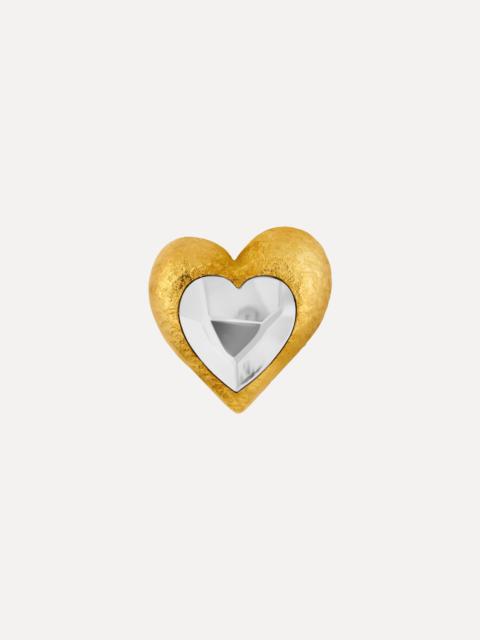 Oscar de la Renta HAMMERED HEART BROOCH