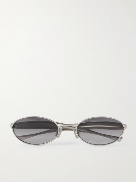 Bottega Veneta Sardine Oval-frame Silver-tone Sunglasses