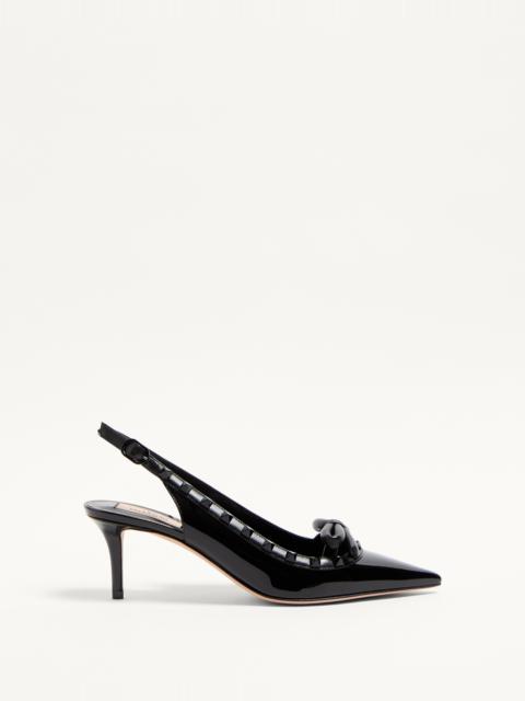 Valentino ROCKSTUD BOW SLINGBACK PUMP IN PATENT LEATHER WITH MATCHING STUDS 60MM