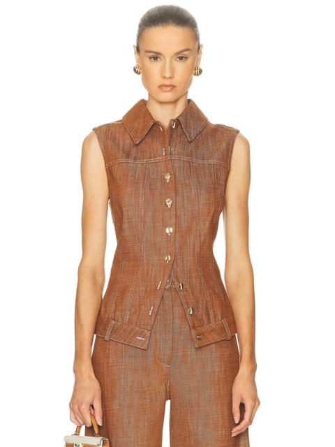 MATTHEW BRUCH Collared Button Down Vest