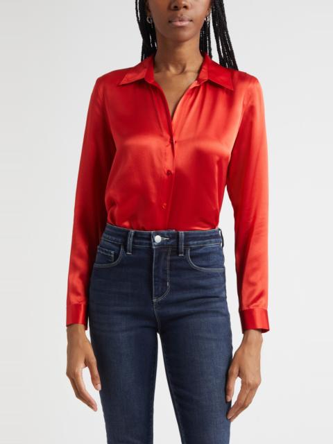 L'AGENCE L'AGENCE Tyler Silk Blouse in Engine Red at Nordstrom