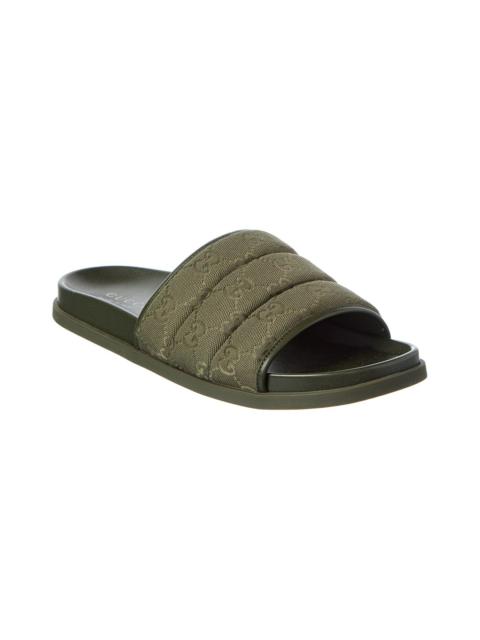 GUCCI Gucci GG Canvas & Leather Slide