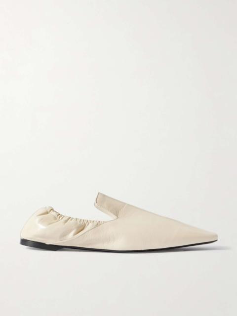 Gathered leather loafers Cream