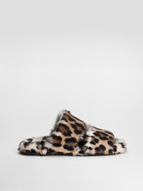 Dolce & Gabbana Leo kid leather slides