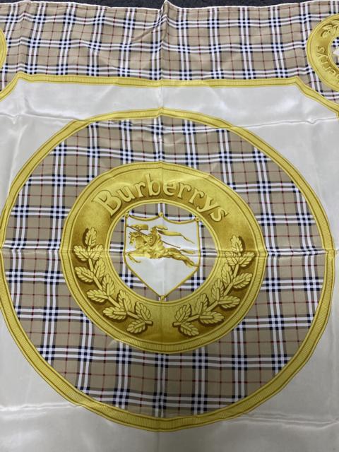 Burberry Vintage Burberrys Nova Check Silk Scarf Equestrian Knight Logo 90s Made in Japan