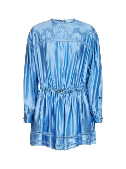 rabanne Rabanne Women Sunset Blue Viscose And Silk Satin Mini Dress With Lace