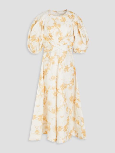 Zimmermann Floral-print linen midi dress