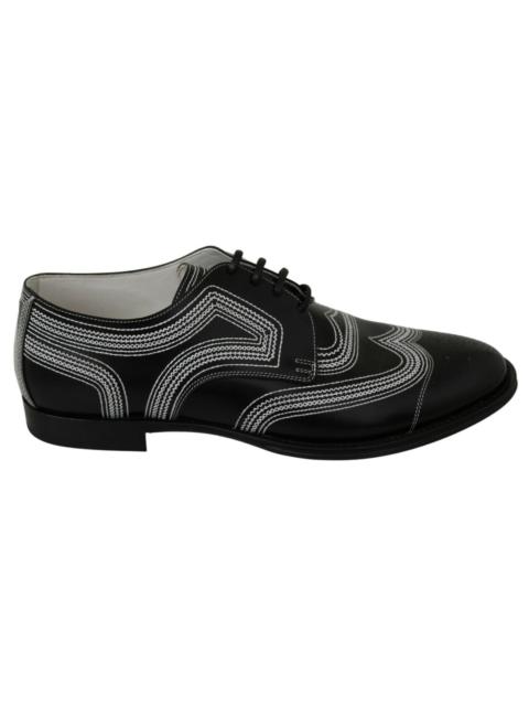 Dolce & Gabbana Dolce & Gabbana Black Leather Derby Formal White Lace Shoes