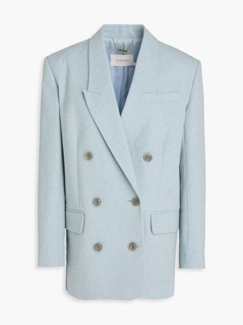 Zimmermann Double-breasted Donegal cotton and silk-blend canvas blazer
