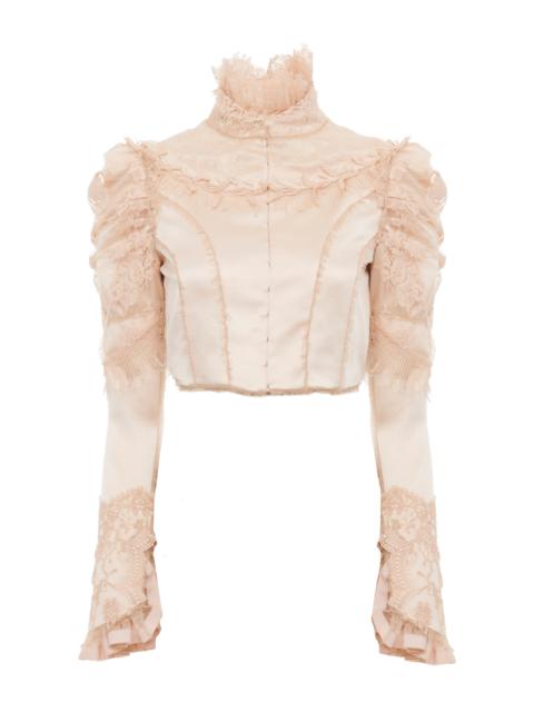 Chloé Cropped Duchess Silk Satin Jacket pink