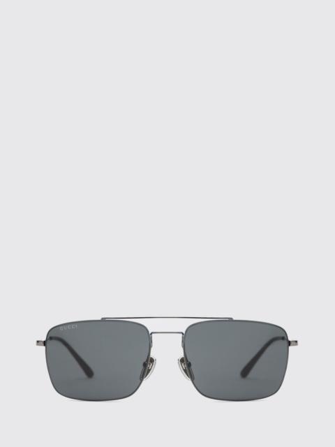 GUCCI Gucci Women Rectangular Aviator Metal Sunglasses Gucci With Double Bridge And Gg Logo