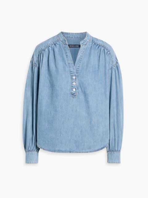 VERONICA BEARD Kylie gathered cotton and Lyocell-blend top