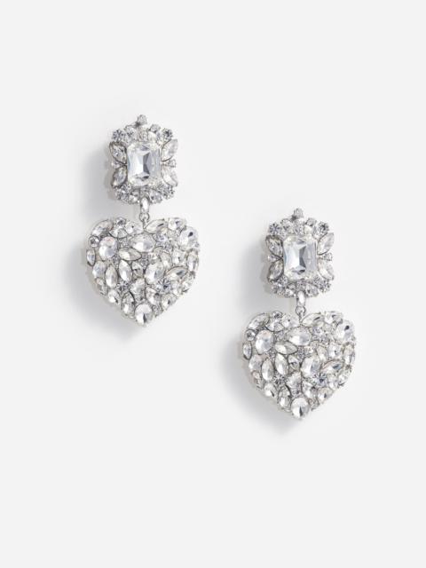 self-portrait Crystal Heart Tiered Earrings