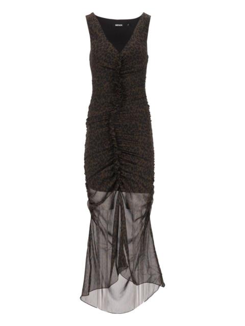 ROTATE Rotate Women Ruched Leopard-Print Midi Dress