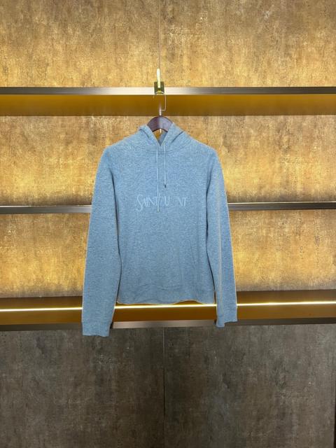 SAINT LAURENT Saint Laurent embroidered-logo Cotton Hoodie | Grey