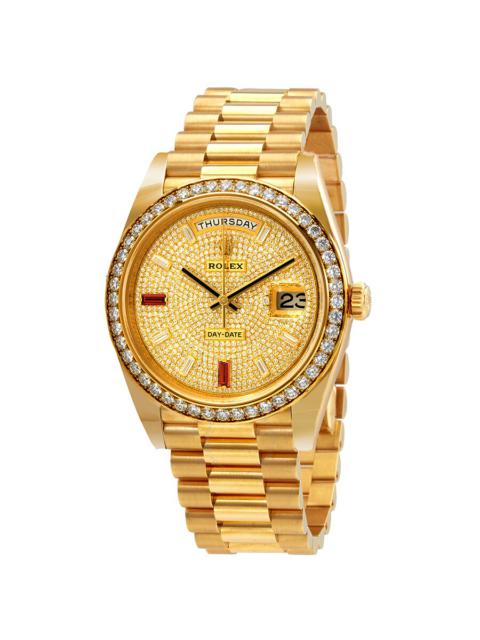 ROLEX Rolex Day-Date 40 Automatic Gold Diamond Pave Dial Men's 18kt Yellow Gold President Watch 228348rbr-