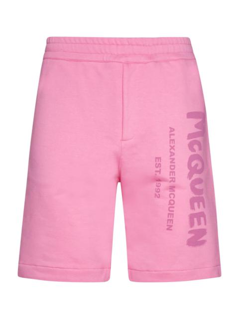 Alexander McQueen Bermuda Shorts With Graffiti Logo Print