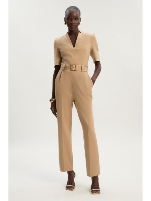 KAREN MILLEN Structured Crepe Forever Belted Jumpsuit