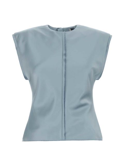 AMI Paris Light Blue Stretch Satin Top